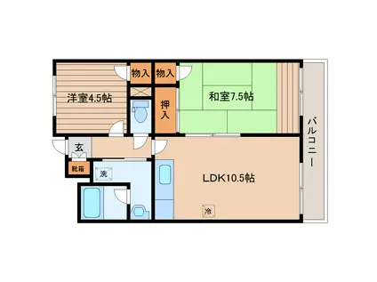 ムトウマンション(2LDK/3階)の間取り写真