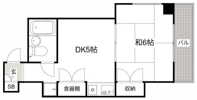 ジュネス姫路I(1DK/4階)の間取り写真