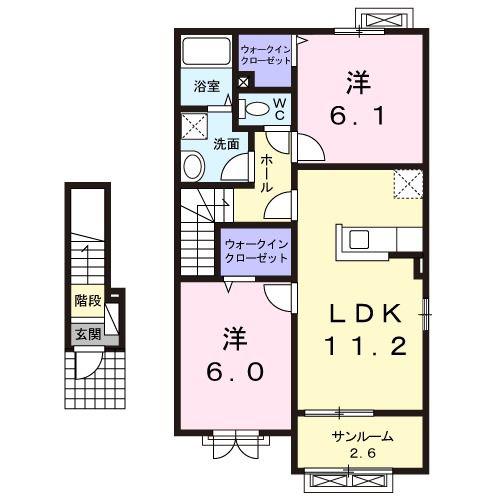 プラージュ(2LDK/2階)の間取り写真