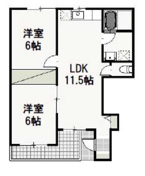 アドヴァンスSHII(2LDK/1階)の間取り写真
