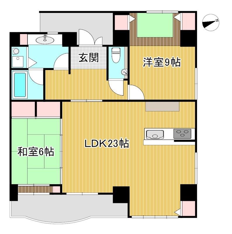 アップル第7マンション(2LDK/10階)の間取り写真