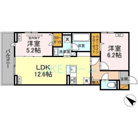 レジデンスヒルトップX XI XI(2LDK/1階)の間取り写真