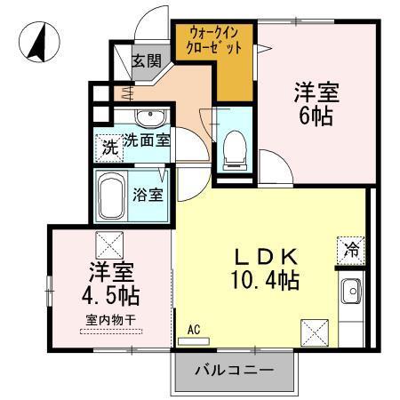 アルカンシェルB(2LDK/1階)の間取り写真