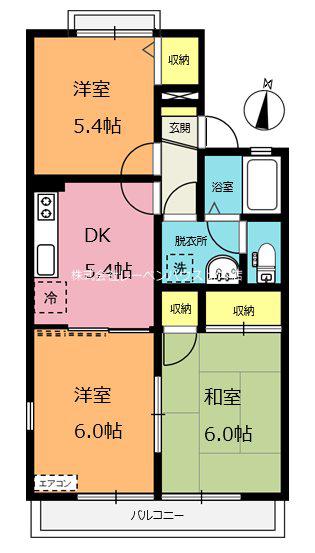 あずまじゅねす 2(3DK/2階)の間取り写真