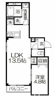 CORNERSOLEILII(1LDK/2階)の間取り写真