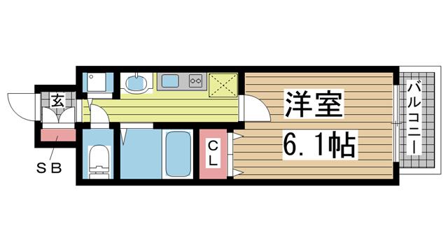 プレミアムコート神戸三宮(1K/5階)の間取り写真