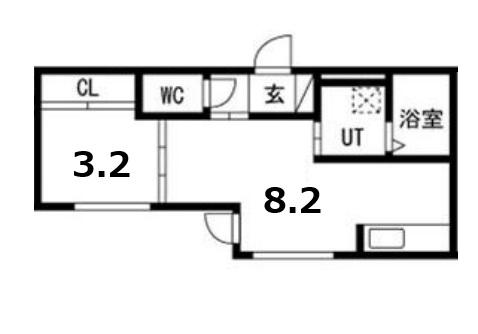二十四軒4-4AP(1DK/2階)の間取り写真