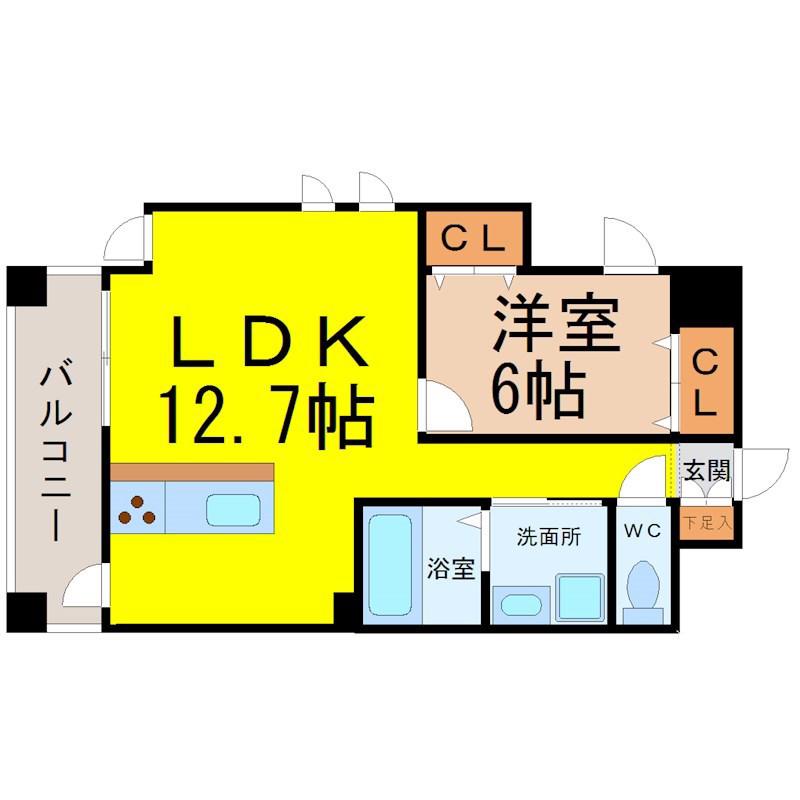 STAR HEIGHTS(1LDK/10階)の間取り写真