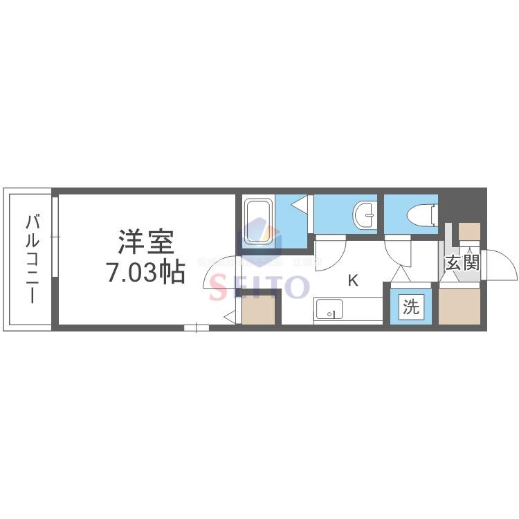 プルメリア江坂(1K/1階)の間取り写真
