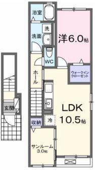 エターナリア(1SLDK/2階)の間取り写真
