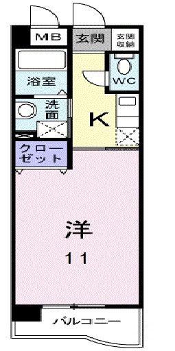 ヴィラグレイスII(1K/4階)の間取り写真