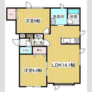 ヴェールメゾンB(2LDK/2階)の間取り写真
