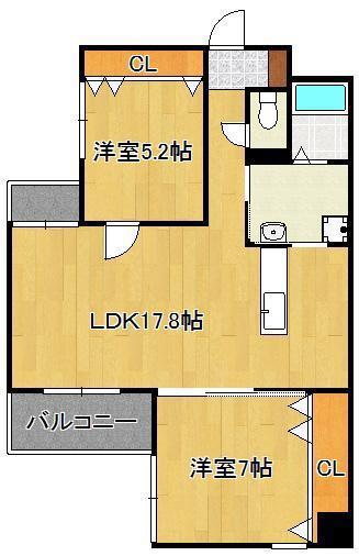 KSK中須コアプレイス(2LDK/4階)の間取り写真