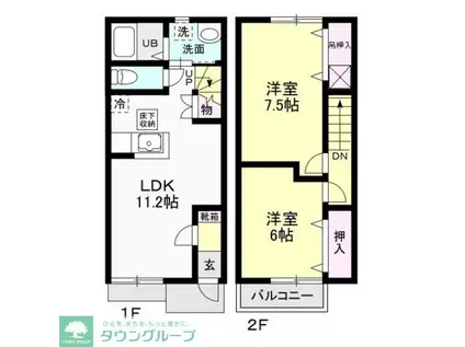 EVER GREEN 中里(2LDK/1階)の間取り写真