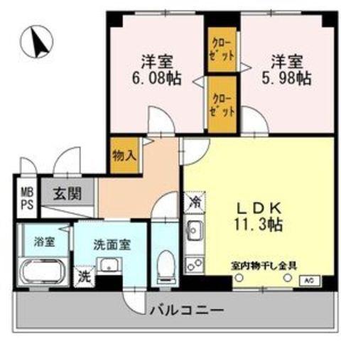 サニーコート(2LDK/2階)の間取り写真
