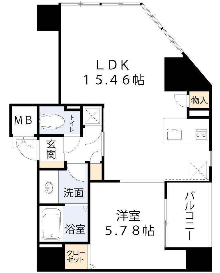 フォレステージュ西本町(1LDK/4階)の間取り写真