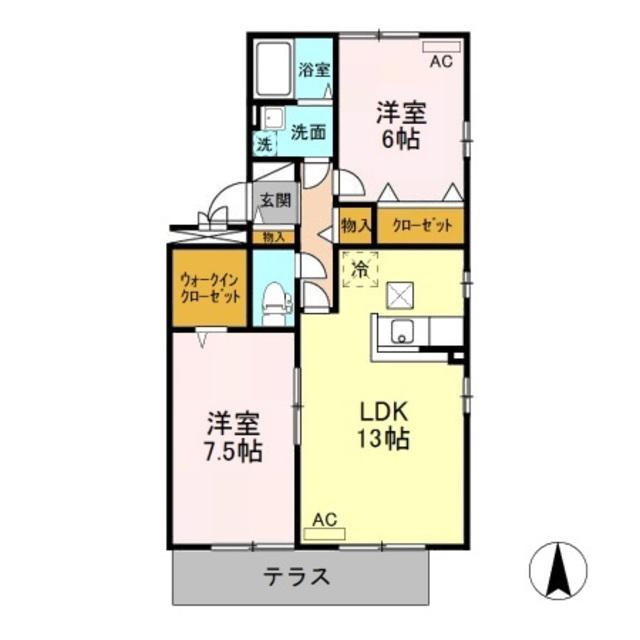 クランベール(2LDK/1階)の間取り写真