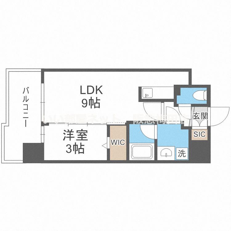 ATTIRANT西三国(1LDK/12階)の間取り写真