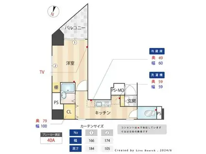 メインステージ東神田(1K/10階)の間取り写真