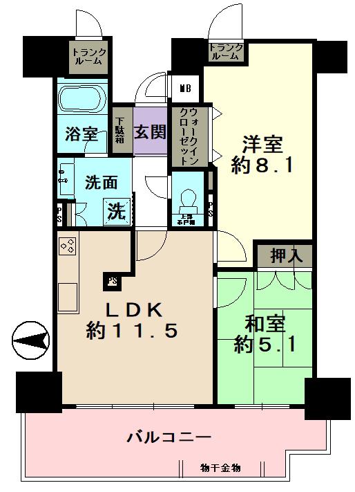 岐阜シティタワー43(2LDK/19階)の間取り写真