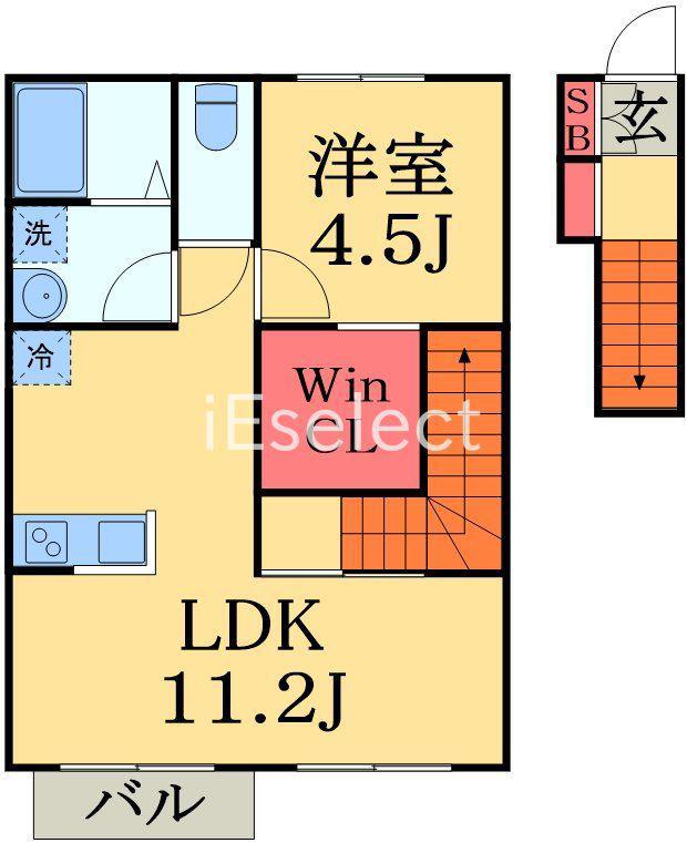 ドールヒルズA棟(1LDK/2階)の間取り写真