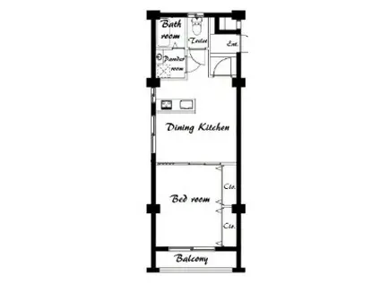 麻布コーポラス(1DK/4階)の間取り写真