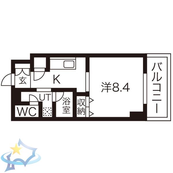 レフィーナ円山(1K/3階)の間取り写真