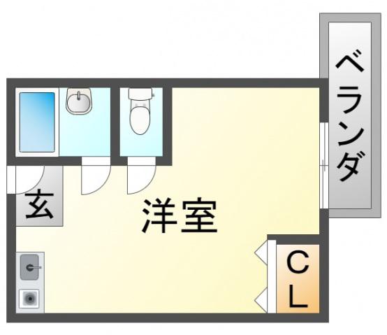 コスモビル(ワンルーム/2階)の間取り写真