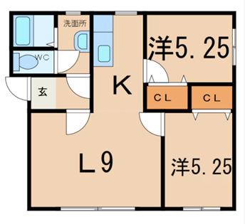 イーストII(2LDK/2階)の間取り写真
