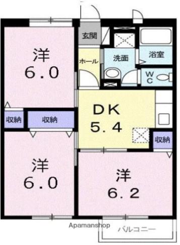アルメリア壱番館(3DK/2階)の間取り写真
