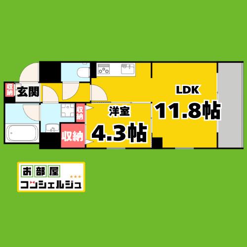 ポルタニグラ千種 色々乗ります(1LDK/8階)の間取り写真