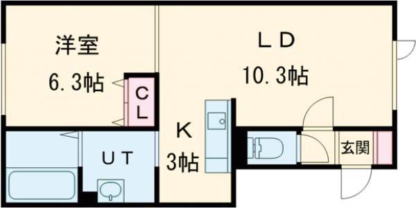 LINO(1LDK/2階)の間取り写真