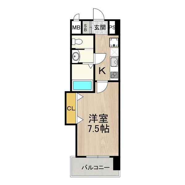 LUXE天王寺(1K/4階)の間取り写真