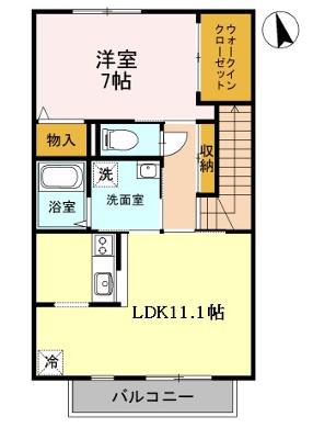 クレアーB棟(1LDK/2階)の間取り写真