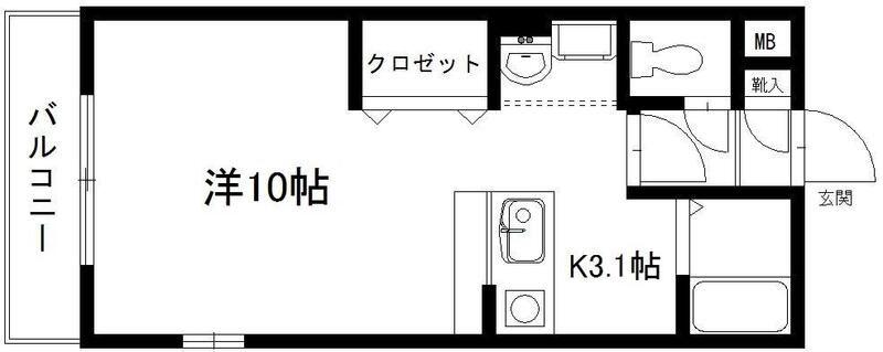 VEIN(1K/4階)の間取り写真