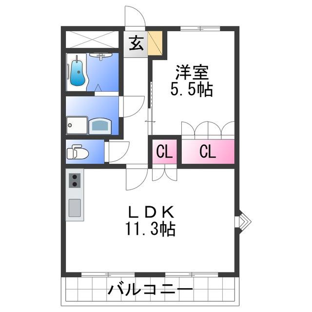 ノース・タツノI(1LDK/2階)の間取り写真