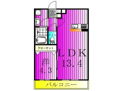 シエーナ北小金III(1LDK/2階)の間取り写真