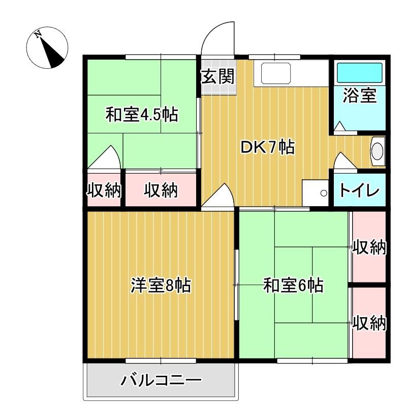 グリーン杉迫(3DK/1階)の間取り写真