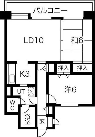 TOAマンション(2LDK/2階)の間取り写真