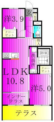 LE BOIS ルボワ(2LDK/1階)の間取り写真