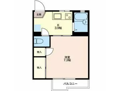 グリーンヴィラ平野B(1K/2階)の間取り写真