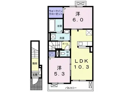 イアース(2LDK/2階)の間取り写真