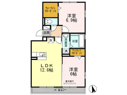 プレジール(2LDK/2階)の間取り写真