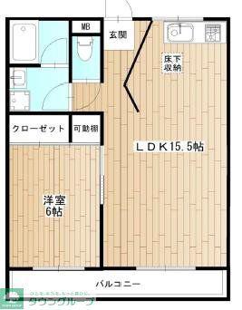昭和コーポ武蔵村山II(1LDK/1階)の間取り写真