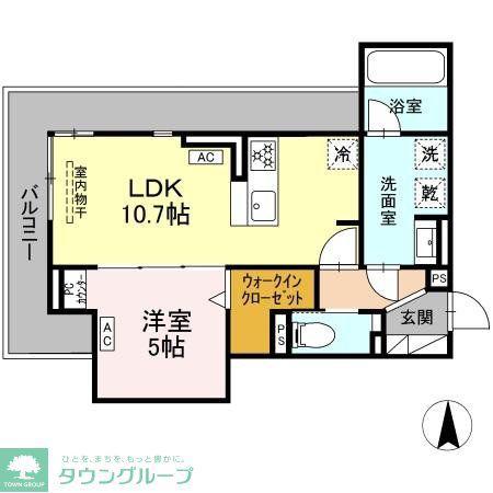 セレスティア草薙町(1LDK/2階)の間取り写真