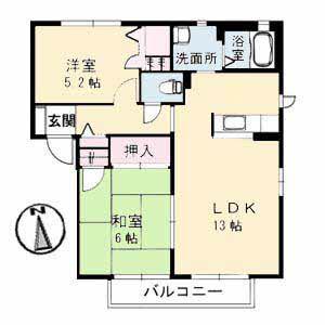 シャーメゾン西本町 A棟(2LDK/2階)の間取り写真