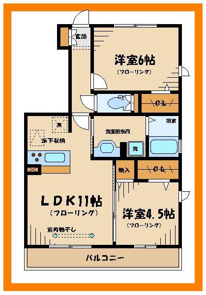 リバーサイドガーデン(2LDK/1階)の間取り写真