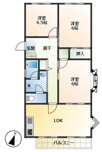 ユーロアベニュー四街道H(3LDK/2階)の間取り写真
