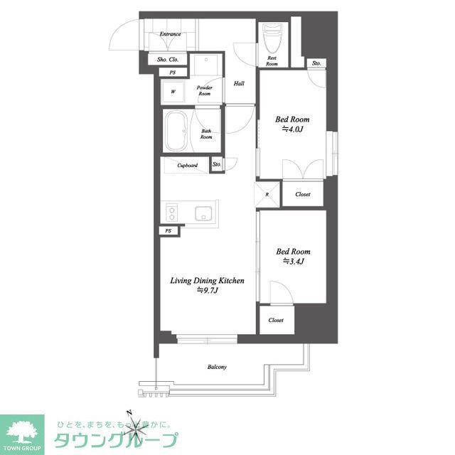 THE GATEHOUSE浅草雷門(2LDK/10階)の間取り写真