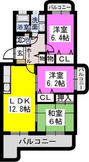 リヴェール伊賀II(3LDK/3階)の間取り写真